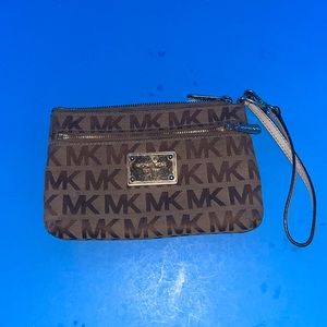 Michael Kors Small MK Tan Gold Wristlet
